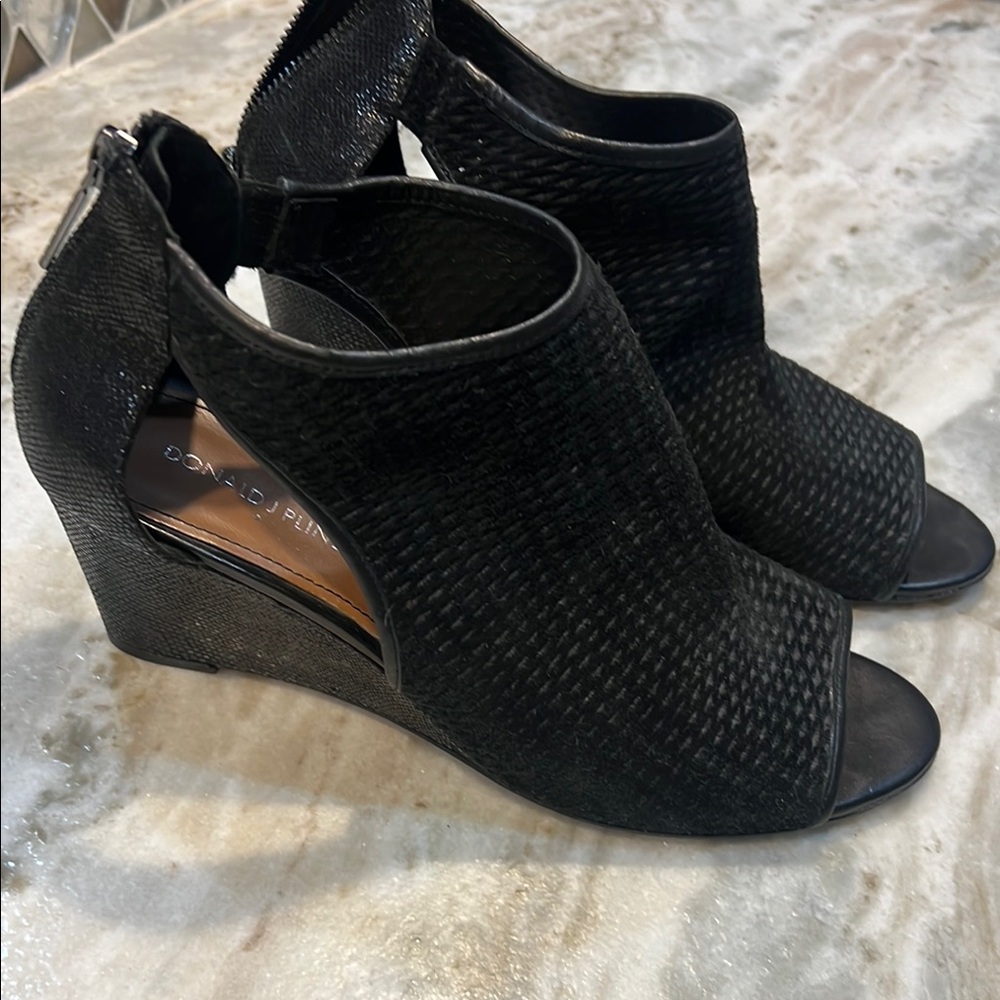 Donald J. Pliner Black Wedge Peep-Toe Shoes